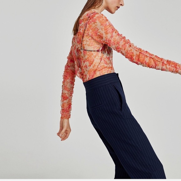 Zara Sheer Long Sleeve Top - Picture 3 of 4